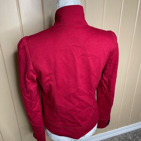 INC International Concepts Women's Red Blazer Puff Sleeve Black Buttons Small - Picture 4 of 5